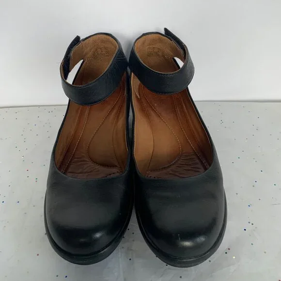 Clarks Artisan Clarene Tide Black Leather Ankle Strap Platform Wedges - Size 6.5 - Picture 4 of 16
